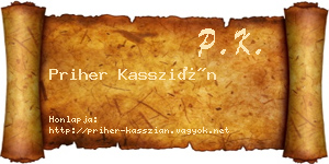 Priher Kasszián névjegykártya